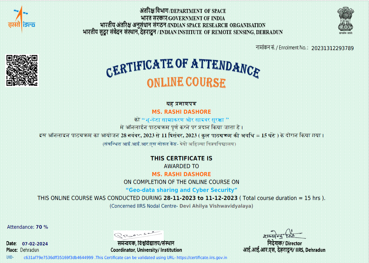 Geo-data sharing and Cyber Security by IIRS ISRO